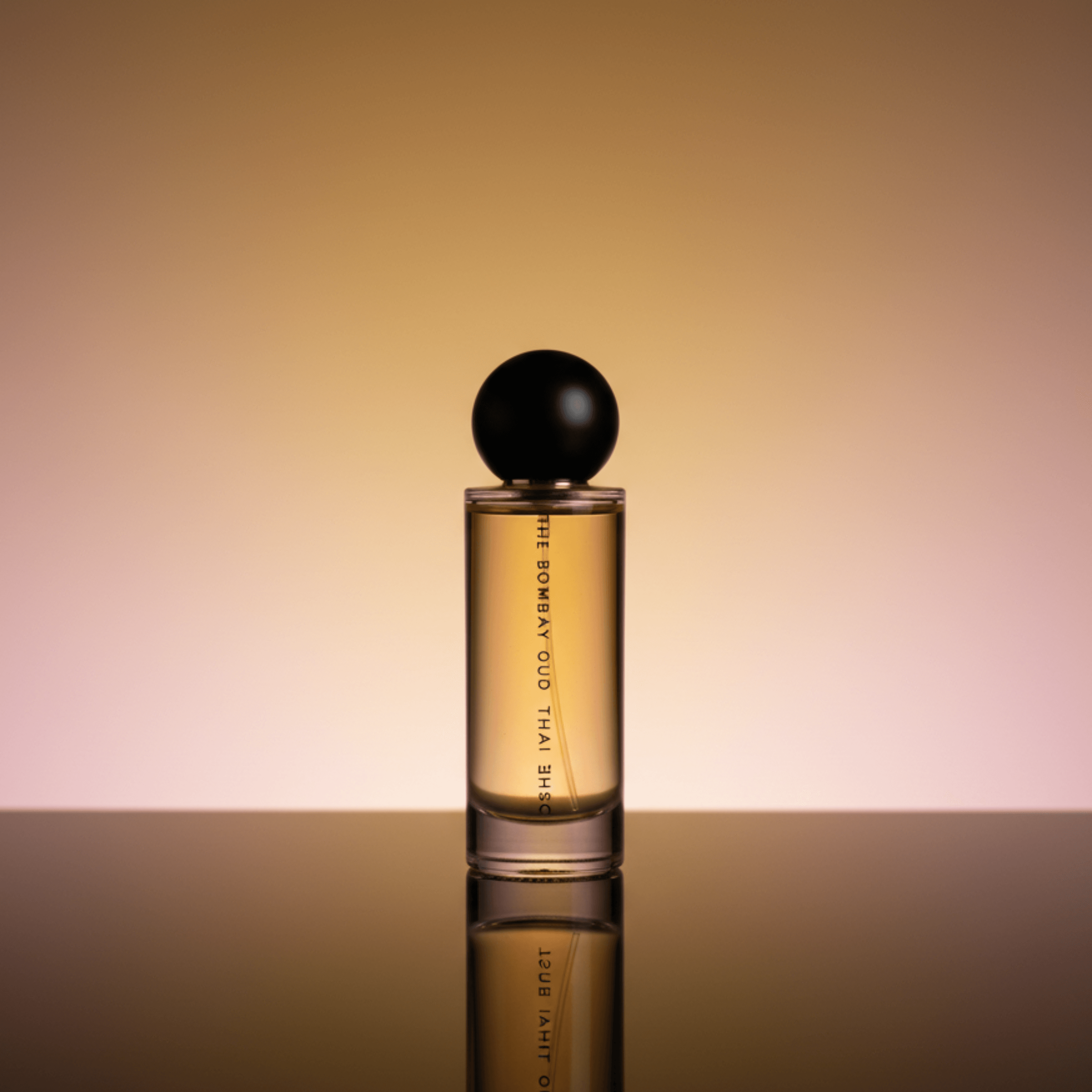 Thai Musc 60ml eau de parfum displayed against a warm gradient background, emphasizing its luxurious and calming essence.