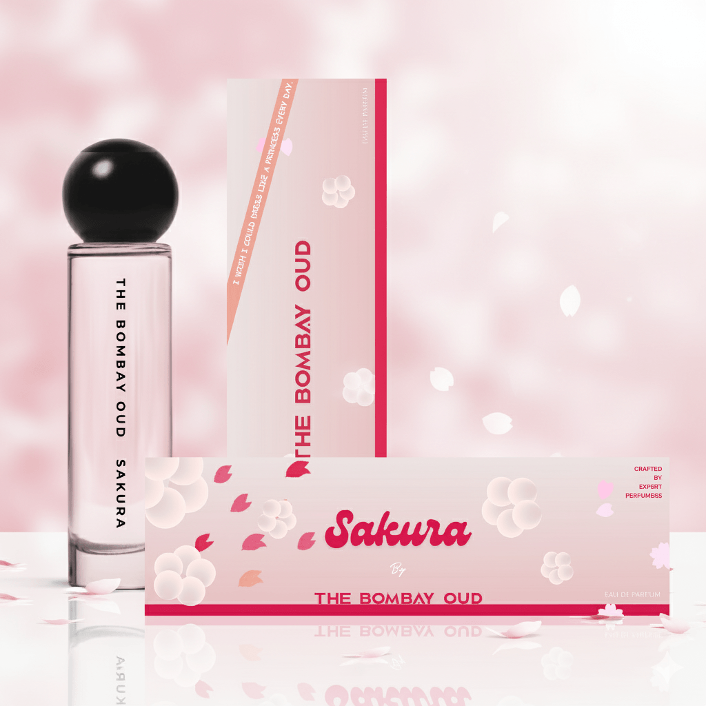 Monarch 60ml perfume with branded Sakura packaging, featuring floral graphics and soft pink tones for a romantic and feminine appeal.