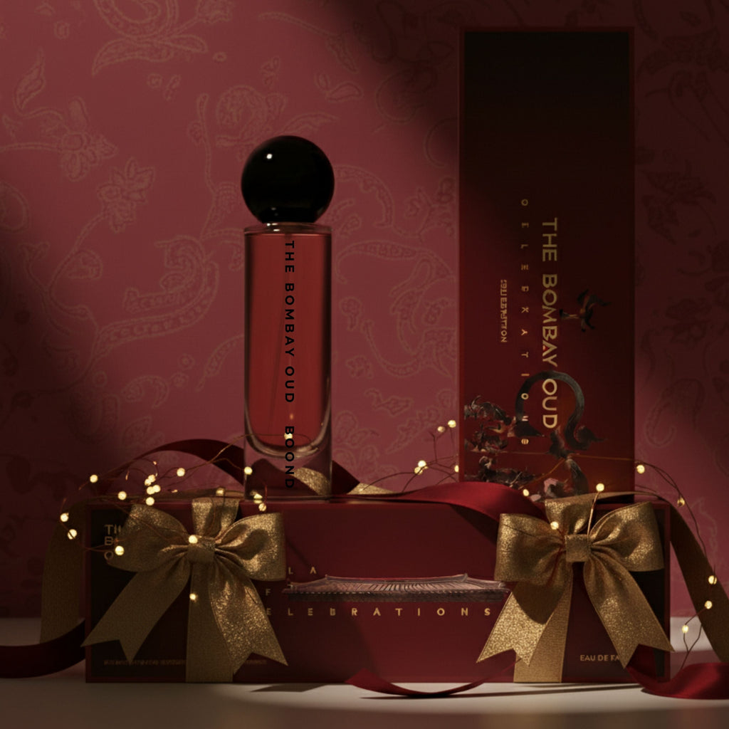 Boond 60ml perfume bottle in festive packaging with gold ribbons and lights, perfect for gifting in the perfumes & colognes category.
