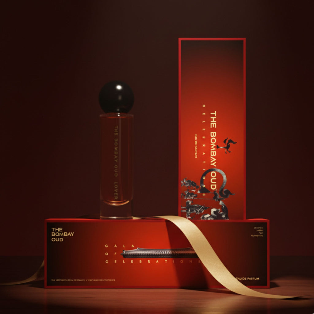 Lover 60ml eau de parfum by The Bombay Oud presented in a red gift box, perfect for festive celebrations and luxury gifting.